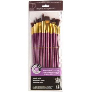 Royal & Langnickel RSET-9314 Firm Burgundy Taklon 12-teiliges Pinsel Set gemischt mit langem Griff Royal & Langnickel RSET-9314 Firm Burgundy Taklon 12-teiliges Pinsel Set gemischt mit langem Griff