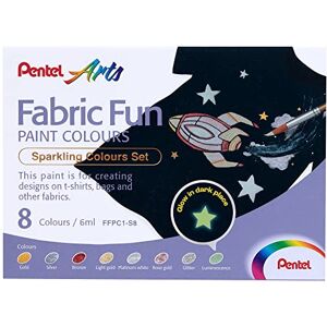 Pentel FFPC1 Fabric Fun Paint Colours, Farben für Stoff, Sparkling Farben, 8 Stück Pentel FFPC1 Fabric Fun Paint Colours, Farben für Stoff, Sparkling Farben, 8 Stück
