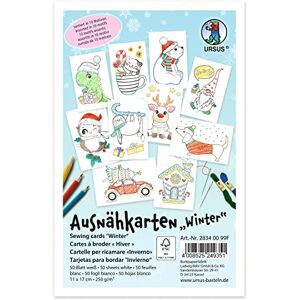 Ursus 28340099F Ausnähkarten für Kinder, 50 weiße Stickkarten mit 10 vorgedruckten Winter-Motiven, ca. 11 x 17 cm groß, zum Aussticken und Ausmalen Ursus 28340099F Ausnähkarten für Kinder, 50 weiße Stickkarten mit 10 vorgedruckten Winter-Motiven, ca. 11 x 17 cm groß, zum Aussticken und Ausmalen