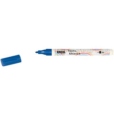 KREUL 90668 Textil Marker fine, blau, mit unempfindlicher Faserspitze, Strichstärke circa 1 bis 2 mm, Stoffmalstift für helle Stoffe und Textilien, waschecht nach Fixierung KREUL 90668 Textil Marker fine, blau, mit unempfindlicher Faserspitze, Strichstärke circa 1 bis 2 mm, Stoffmalstift für helle Stoffe und Textilien, waschecht nach Fixierung