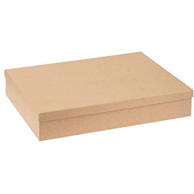 GLOREX Pappbox rechteckig, Schachtel mit Deckel aus FSC zertifizierter Pappe, passend für DIN A4, zum Bekleben, Bemalen, für Decopatch oder Serviettentechnik, Braun Natur, ca. 24,7x34,7x6,4cm groß GLOREX Pappbox rechteckig, Schachtel mit Deckel aus FSC zertifizierter Pappe, passend für DIN A4, zum Bekleben, Bemalen, für Decopatch oder Serviettentechnik, Braun Natur, ca. 24,7x34,7x6,4cm groß