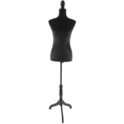 Relaxdays Schneiderpuppe, weiblich, Größe 36/38, höhenverstellbar 130–167 cm, Samt, Holzständer, Nähpuppe, schwarz Relaxdays Schneiderpuppe, weiblich, Größe 36/38, höhenverstellbar 130–167 cm, Samt, Holzständer, Nähpuppe, schwarz