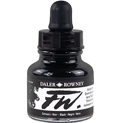 Daler Rowney FW Acrylfarbe - Schwarz - 29,5 ml Daler Rowney FW Acrylfarbe - Schwarz - 29,5 ml