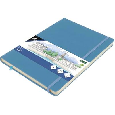 Kangaro Skizzenbuch A4 Sky Blue PU Hardcover 80 Blatt 140 Gramm cremefarbenes Papier mit Gummiband und Band Kangaro Skizzenbuch A4 Sky Blue PU Hardcover 80 Blatt 140 Gramm cremefarbenes Papier mit Gummiband und Band