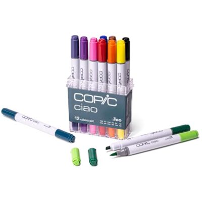 Copic Ciao Marker Basis Set mit 12 Farben, Allround Layoutmarker, im praktischen Acryl-Display zur Aufbewahrung und einfachen Entnahme Copic Ciao Marker Basis Set mit 12 Farben, Allround Layoutmarker, im praktischen Acryl-Display zur Aufbewahrung und einfachen Entnahme