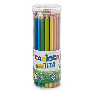 CARIOCA Buntstiftfarben, Tita Buntstifte – leuchtende und auswaschbare Farben, extra starke Mine Ø 3 mm, gleichmäßiges Schreiben, sechseckiger Körper (Tube mit 50 Buntstiften) CARIOCA Buntstiftfarben, Tita Buntstifte – leuchtende und auswaschbare Farben, extra starke Mine Ø 3 mm, gleichmäßiges Schreiben, sechseckiger Körper (Tube mit 50 Buntstiften)