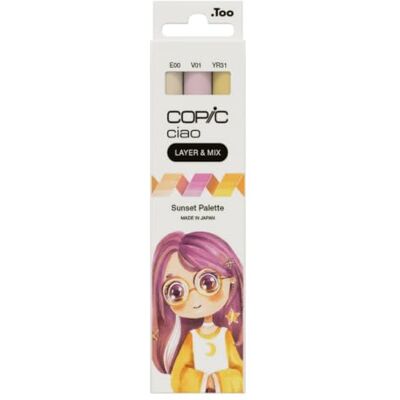 Copic Ciao LAYER & MIX "Sunset Palette", Marker Set mit 3 verschiedenen Farben, Layoutmarker mit jeweils einer mittelbreiten und einer Brush-Spitze Copic Ciao LAYER & MIX "Sunset Palette", Marker Set mit 3 verschiedenen Farben, Layoutmarker mit jeweils einer mittelbreiten und einer Brush-Spitze