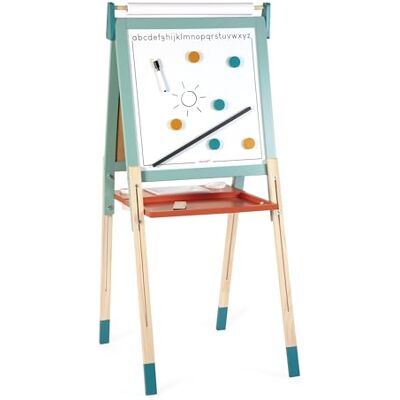 Janod Doppelseitige Holzstaffelei Erweiterbar, höhenverstellbar Weiße Magnettafel + Kreideschiefer + Papierrolle 23 Zubehörteile Inklusive Ab 3 Jahre, J09625 Janod Doppelseitige Holzstaffelei Erweiterbar, höhenverstellbar Weiße Magnettafel + Kreideschiefer + Papierrolle 23 Zubehörteile Inklusive Ab 3 Jahre, J09625