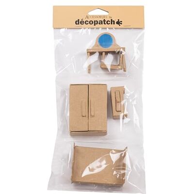 décopatch AC924C Set 6 Miniaturen aus Pappmaché, Schlaffzimmer sortiert, zum Verzieren, 15,5 x 4,5 x 33 cm, DIY Aktivität, 1 Set décopatch AC924C Set 6 Miniaturen aus Pappmaché, Schlaffzimmer sortiert, zum Verzieren, 15,5 x 4,5 x 33 cm, DIY Aktivität, 1 Set