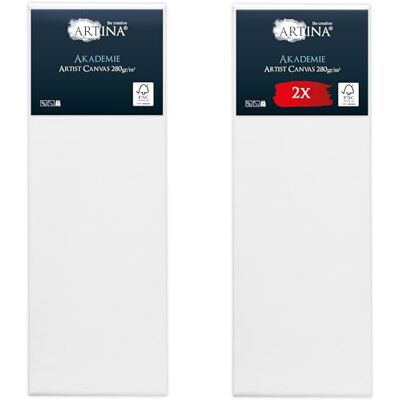 Artina Keilrahmen 50x150cm FSC® 2er Set Leinwand zum Bemalen Acrylfarben Canvas 2er Set Leinwände Baumwolle grundiert Künstlerbedarf Acryl Ölfarbe Aquarell Malen Keilrahmenset bespannt Akademie Artina Keilrahmen 50x150cm FSC® 2er Set Leinwand zum Bemalen Acrylfarben Canvas 2er Set Leinwände Baumwolle grundiert Künstlerbedarf Acryl Ölfarbe Aquarell Malen Keilrahmenset bespannt Akademie