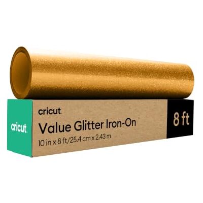 Cricut Plotterfolie Textil Glitzer Gold 25,4 cm x 2,4 m Flexfolie Plotter Textil Bügelfolie für Textilien Für alle Iron On Folie Smart-Schneidemaschinen und Textilfolie Plotter Cricut Plotterfolie Textil Glitzer Gold 25,4 cm x 2,4 m Flexfolie Plotter Textil Bügelfolie für Textilien Für alle Iron On Folie Smart-Schneidemaschinen und Textilfolie Plotter