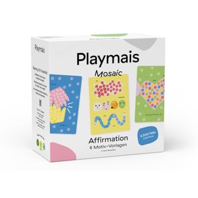 Playmais Mosaic Affirmation Cards 2300 Teile Bastelset Spielzeug aus Maisgrieß, inkl. Schwämmchen, 6 Motiv-Vorlagen, vegan, sicher für Kinder & Umwelt, ab 3 Jahren Playmais Mosaic Affirmation Cards 2300 Teile Bastelset Spielzeug aus Maisgrieß, inkl. Schwämmchen, 6 Motiv-Vorlagen, vegan, sicher für Kinder & Umwelt, ab 3 Jahren