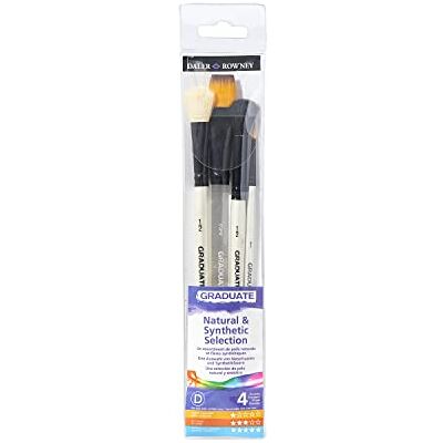 Daler Rowney Daler-Rowney Graduate Aquarell- und Gouache-Set, Pinsel mit kurzem Griff, 4 verschiedene Synthetik- und Ziegenhaarbürsten (ovale Waschung, runder Mop, runde und flache Waschung), ideal für Anfänger und Studenten Daler Rowney Daler-Rowney Graduate Aquarell- und Gouache-Set, Pinsel mit kurzem Griff, 4 verschiedene Synthetik- und Ziegenhaarbürsten (ovale Waschung, runder Mop, runde und flache Waschung), ideal für Anfänger und Studenten