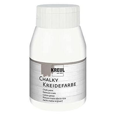 KREUL 75111 Chalky Kreidefarbe, White Cotton, 500 ml Kunststoffflasche, sanft matte Farbe, cremig deckend, schnelltrocknend, für Effekte im Used Look KREUL 75111 Chalky Kreidefarbe, White Cotton, 500 ml Kunststoffflasche, sanft matte Farbe, cremig deckend, schnelltrocknend, für Effekte im Used Look