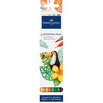 Faber-Castell Goldfaber Aqua Dual Marker Tropical Toucan, 4 Farben Faber-Castell Goldfaber Aqua Dual Marker Tropical Toucan, 4 Farben