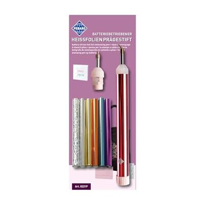 Pebaro 0221P Batteriebetriebener Heissfolien-Prägestift, Prägen mit farbigen Folien auf Leder, Papier, Karton etc., Metallfolie, 2 Aufsätze, Schreiben, Grußkarten, Hochzeitskarten, Kreativ Pebaro 0221P Batteriebetriebener Heissfolien-Prägestift, Prägen mit farbigen Folien auf Leder, Papier, Karton etc., Metallfolie, 2 Aufsätze, Schreiben, Grußkarten, Hochzeitskarten, Kreativ