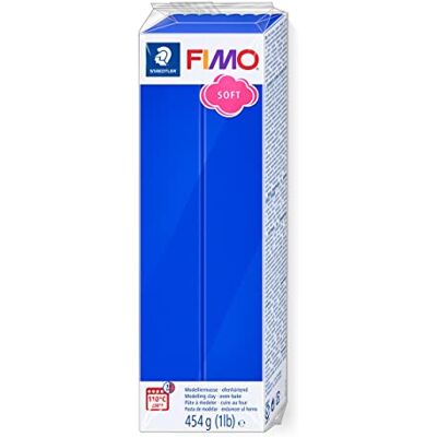 Staedtler ofenhärtende Modelliermasse FIMO soft, brillantblau, Großblock 454g, weich und geschmeidig, speziell für Einsteiger und Hobbykünstler, 8021-33, Blau Staedtler ofenhärtende Modelliermasse FIMO soft, brillantblau, Großblock 454g, weich und geschmeidig, speziell für Einsteiger und Hobbykünstler, 8021-33, Blau