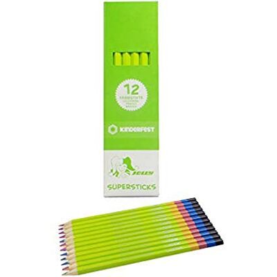 JOLLY Superstick Rainbow Buntstifte, Farbstifte, 4 Farben in einem Stift, Orange-Grün-Blau-Gelb, Kinderfest und Bruchsicher, Ungiftig, 12 Stifte JOLLY Superstick Rainbow Buntstifte, Farbstifte, 4 Farben in einem Stift, Orange-Grün-Blau-Gelb, Kinderfest und Bruchsicher, Ungiftig, 12 Stifte