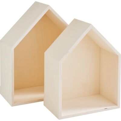 VBS Holzregal Haus 20x15 cm 2er Set aus Sperrholz zum Gestalten Groß VBS Holzregal Haus 20x15 cm 2er Set aus Sperrholz zum Gestalten Groß