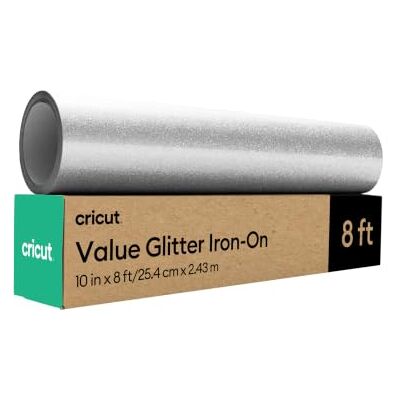 Cricut Plotterfolie Textil Glitzer Silber 25,4 cm x 2,4 m Flexfolie Plotter Textil Bügelfolie für Textilien Für alle Iron On Folie Smart-Schneidemaschinen und Textilfolie Plotter Cricut Plotterfolie Textil Glitzer Silber 25,4 cm x 2,4 m Flexfolie Plotter Textil Bügelfolie für Textilien Für alle Iron On Folie Smart-Schneidemaschinen und Textilfolie Plotter