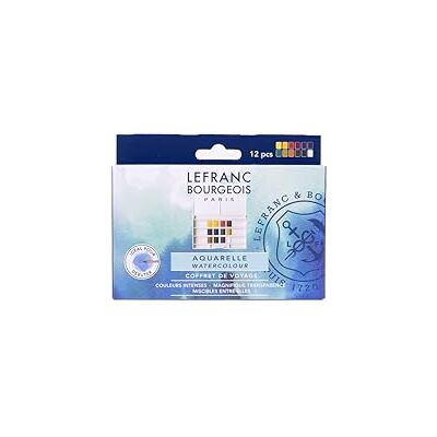 Lefranc Bourgeois Lefranc & Bourgeois feine Wasserfarben " Fine ", Aquarell Set 12 Farben in 1/2 Näpfen Lefranc Bourgeois Lefranc & Bourgeois feine Wasserfarben " Fine ", Aquarell Set 12 Farben in 1/2 Näpfen