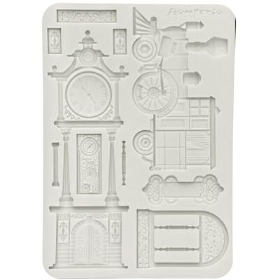 Stamperia Silicon Mould A5 for Scrapbooks, Bullet Journals and More, Non-Stick Surface, Suitable for Air-Dry Clay, Resin ,Perfect for Crafts and Gifting (Gardens of Time, Train and Longcase Clock) Stamperia Silicon Mould A5 for Scrapbooks, Bullet Journals and More, Non-Stick Surface, Suitable for Air-Dry Clay, Resin ,Perfect for Crafts and Gifting (Gardens of Time, Train and Longcase Clock)