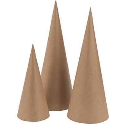 GLOREX Kegel aus Pappe, Natur, 10/18/26 cm GLOREX Kegel aus Pappe, Natur, 10/18/26 cm