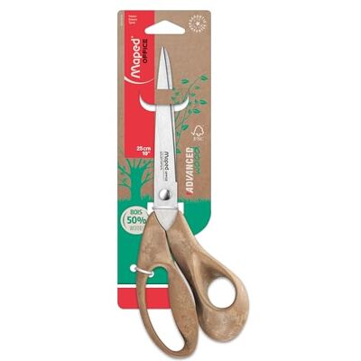Maped Schere Advanced Wood – asymmetrische Schere und spitze Spitze – Klingen und Nieten aus Edelstahl – ergonomische 3D-Griffe aus 50% Holzpulver – Schere 25 cm Maped Schere Advanced Wood – asymmetrische Schere und spitze Spitze – Klingen und Nieten aus Edelstahl – ergonomische 3D-Griffe aus 50% Holzpulver – Schere 25 cm