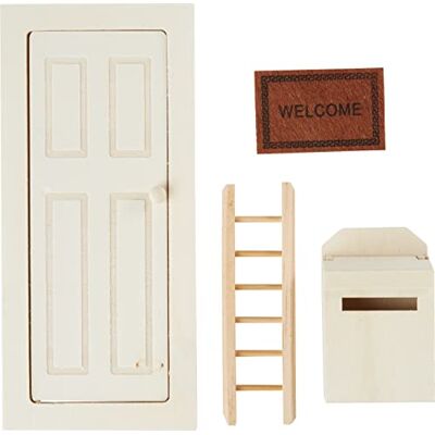 Hobbyfun Wichteltür-Set Welcome Miniatur 4-teilig Holz Polyester Hobbyfun Wichteltür-Set Welcome Miniatur 4-teilig Holz Polyester