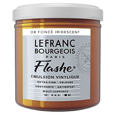 Lefranc Bourgeois 300505 Flashe Acrylfarbe & Vinylfarbe, hochpigmentiert, elastisch, lichtecht, alterungsbeständig, matt, für den Innen- & Außenbereich, 125ml Topf Irisierendes Tiefes Gold Lefranc Bourgeois 300505 Flashe Acrylfarbe & Vinylfarbe, hochpigmentiert, elastisch, lichtecht, alterungsbeständig, matt, für den Innen- & Außenbereich, 125ml Topf Irisierendes Tiefes Gold