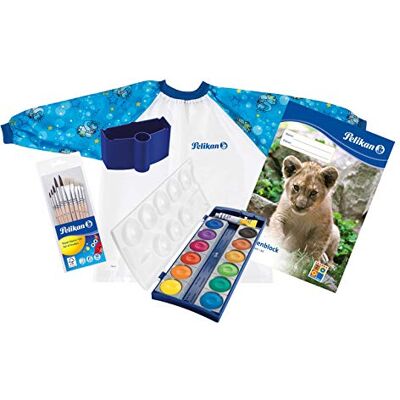 Pelikan -Malset blau: Farbkasten K12+Pinsel+Wasserbox+Malkittel+Zeichenblock A4 Pelikan -Malset blau: Farbkasten K12+Pinsel+Wasserbox+Malkittel+Zeichenblock A4
