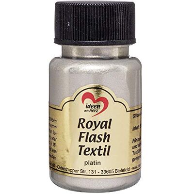 Ideen mit Herz Royal Flash Textil, Glitzer-Metallic-Farbe hochdeckend, cremige Textilfarbe auf Wasserbasis für helle und dunkle Textilien 50 ml (platin) Ideen mit Herz Royal Flash Textil, Glitzer-Metallic-Farbe hochdeckend, cremige Textilfarbe auf Wasserbasis für helle und dunkle Textilien 50 ml (platin)
