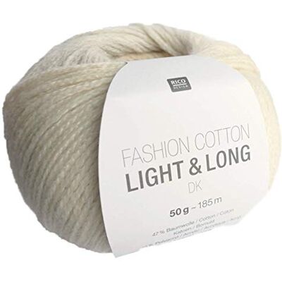 Rico Design Rico Fashion Cotton Light & Long dk Fb. 01 natur, Baumwollgarn mit langem, dezentem degradé Farbverlauf zum Stricken & Häkeln Rico Design Rico Fashion Cotton Light & Long dk Fb. 01 natur, Baumwollgarn mit langem, dezentem degradé Farbverlauf zum Stricken & Häkeln