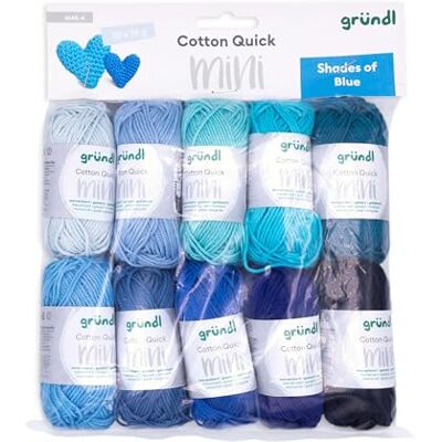 Gründl Wolle Cotton Quick Mini Shades 10 Miniknäuel 15 g, Blau Gründl Wolle Cotton Quick Mini Shades 10 Miniknäuel 15 g, Blau