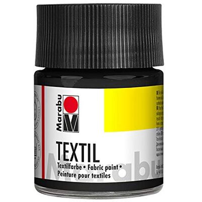 Marabu 17160005073 Textil Stoffmalfarbe schwarz 50 ml, Stoffdruckfarbe auf Wasserbasis, für helle Stoffe, waschbeständig bis 60°C, weicher Griff, einfache Fixierung durch Bügeln o. Backofen Marabu 17160005073 Textil Stoffmalfarbe schwarz 50 ml, Stoffdruckfarbe auf Wasserbasis, für helle Stoffe, waschbeständig bis 60°C, weicher Griff, einfache Fixierung durch Bügeln o. Backofen