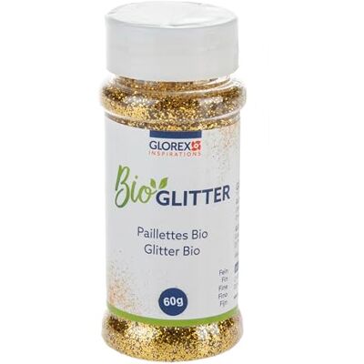 GLOREX 6 2820 402 Bio Glitter fein, 60 g in der Farbe Gold, Glitzer bestehend aus Zellulose, zum Verzieren von Grußkarten, Bastelarbeiten uvm, Goldfarben. GLOREX 6 2820 402 Bio Glitter fein, 60 g in der Farbe Gold, Glitzer bestehend aus Zellulose, zum Verzieren von Grußkarten, Bastelarbeiten uvm, Goldfarben.