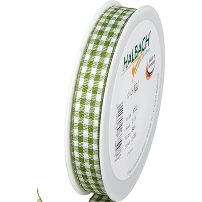 Halbach Vichy-Karo-Geschenkband, 15 mm x 25 m, moosgrün Halbach Vichy-Karo-Geschenkband, 15 mm x 25 m, moosgrün