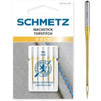 SCHMETZ Gold Nachstick (Topstitch) 80/12 5 Nähmaschinennadeln 130/705 H-NT für alle gängigen Haushaltsnäh- und -stickmaschinen SCHMETZ Gold Nachstick (Topstitch) 80/12 5 Nähmaschinennadeln 130/705 H-NT für alle gängigen Haushaltsnäh- und -stickmaschinen