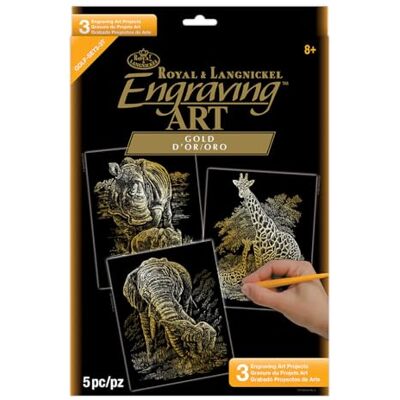 Royal & Langnickel GOLF-SET3 Engraving Art/Kratzbilder, DIN A4, Afrikanische Wildtiere, 3-teilig Vorteilspack, gold Royal & Langnickel GOLF-SET3 Engraving Art/Kratzbilder, DIN A4, Afrikanische Wildtiere, 3-teilig Vorteilspack, gold