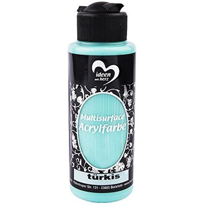 Ideen mit Herz Acrylfarbe Multisurface Allzweckfarbe zum Bemalen von Holz, Glas, Polyester, Keramik, Porzellan, Terracotta, Styropor, Stoff, Leder Universalfarbe auf Wasserbasis 120ml (türkis) Ideen mit Herz Acrylfarbe Multisurface Allzweckfarbe zum Bemalen von Holz, Glas, Polyester, Keramik, Porzellan, Terracotta, Styropor, Stoff, Leder Universalfarbe auf Wasserbasis 120ml (türkis)