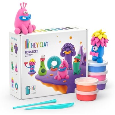 Hey Clay 15 Dosen lufttrocknende Knete für Kinder ab 3 Jahren Kreatives Bastelset Modelliermasse lufttrocknend Knete ab 3 Jahre (Die Monster) Hey Clay 15 Dosen lufttrocknende Knete für Kinder ab 3 Jahren Kreatives Bastelset Modelliermasse lufttrocknend Knete ab 3 Jahre (Die Monster)