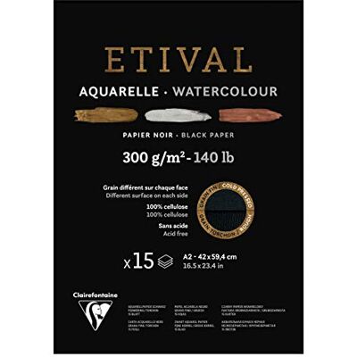 Clairefontaine 975320C Malblock verleimt 2 Körnungen, 1 Seite Etival Papier, 15 Blatt 42x59,4 cm 300g , Schwarz Clairefontaine 975320C Malblock verleimt 2 Körnungen, 1 Seite Etival Papier, 15 Blatt 42x59,4 cm 300g , Schwarz