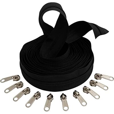 AERZETIX C62768x5-C62860x10 Set aus verstärkter Spiralreißverschluss 5m Nr. 5 18G/MB Farbe: schwarz + 10 Schieber Nr. 5 Nicht abschließbar Farbe: Silber kurzwaren AERZETIX C62768x5-C62860x10 Set aus verstärkter Spiralreißverschluss 5m Nr. 5 18G/MB Farbe: schwarz + 10 Schieber Nr. 5 Nicht abschließbar Farbe: Silber kurzwaren