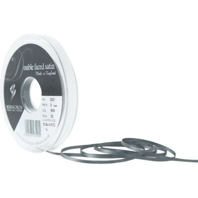 Berisfords Doppelseitiges Polyester-Satinband, 3 mm, Nebelgrau Berisfords Doppelseitiges Polyester-Satinband, 3 mm, Nebelgrau