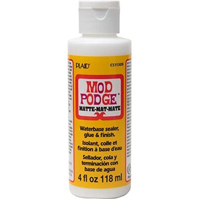 Mod Podge Serviettenkleber, matt 118ml, Weiß Transparenter Kleber, Versiegelung & Lack, Für Papier & Servietten, Geeignet für Holz & Glas, Für Dekorationen mit Stoff Mod Podge Serviettenkleber, matt 118ml, Weiß Transparenter Kleber, Versiegelung & Lack, Für Papier & Servietten, Geeignet für Holz & Glas, Für Dekorationen mit Stoff