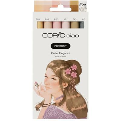 Copic Ciao Portrait-Set, Golden Grace, 6 Stk. Mit 5 professionellen Ciao Alkoholmarkern, nachfüllbar Der ideale Einsteigermarker, inkl. 1 x Multliner kostenfrei Copic Ciao Portrait-Set, Golden Grace, 6 Stk. Mit 5 professionellen Ciao Alkoholmarkern, nachfüllbar Der ideale Einsteigermarker, inkl. 1 x Multliner kostenfrei