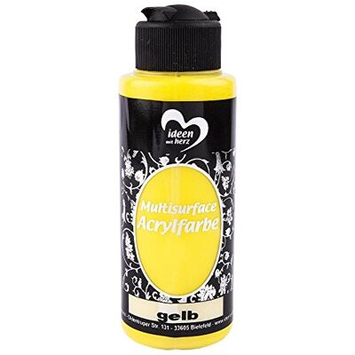 Ideen mit Herz Acrylfarbe Multisurface Allzweckfarbe zum Bemalen von Holz, Glas, Polyester, Keramik, Porzellan, Terracotta, Styropor, Stoff, Leder Universalfarbe auf Wasserbasis 120ml (gelb) Ideen mit Herz Acrylfarbe Multisurface Allzweckfarbe zum Bemalen von Holz, Glas, Polyester, Keramik, Porzellan, Terracotta, Styropor, Stoff, Leder Universalfarbe auf Wasserbasis 120ml (gelb)