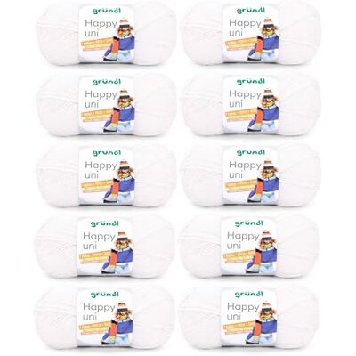 Gründl Wolle Happy uni Garn zum Stricken Garn zum Häkeln Strickgarn Häkelgarn Weich und hautfreundlich 100% Polyacryl 10 Knäuel 100 g / 250 m Nadelstärke 4 5 -weiß Gründl Wolle Happy uni Garn zum Stricken Garn zum Häkeln Strickgarn Häkelgarn Weich und hautfreundlich 100% Polyacryl 10 Knäuel 100 g / 250 m Nadelstärke 4 5 -weiß
