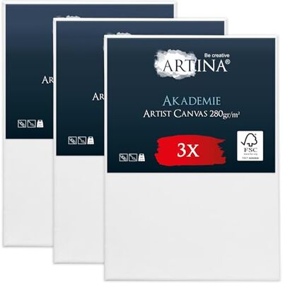 Artina Keilrahmen 90x130cm FSC® 3er Set Leinwand zum Bemalen Acrylfarben Canvas 3er Set Leinwände Baumwolle grundiert Künstlerbedarf Acryl Ölfarbe Aquarell Malen bespannt Malleinwand Weiß Akademie Artina Keilrahmen 90x130cm FSC® 3er Set Leinwand zum Bemalen Acrylfarben Canvas 3er Set Leinwände Baumwolle grundiert Künstlerbedarf Acryl Ölfarbe Aquarell Malen bespannt Malleinwand Weiß Akademie