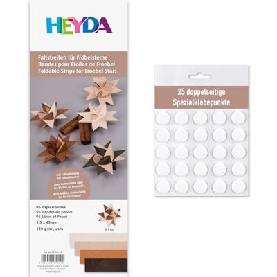 Heyda Faltstreifen für Fröbelsterne – 96 Streifen, 1,5×45 cm, beidseitig bedruckt – Bastelpapier Set für 24 Sterne – mit Anleitung – inklusive 25 Klebepunkte (bronze 1,5x45) Heyda Faltstreifen für Fröbelsterne – 96 Streifen, 1,5×45 cm, beidseitig bedruckt – Bastelpapier Set für 24 Sterne – mit Anleitung – inklusive 25 Klebepunkte (bronze 1,5x45)